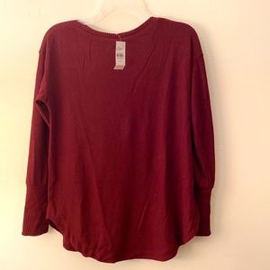 Loft Shirttail Tunic Top, SZ XS, Burgandy